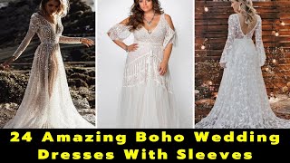 24 Amazing Boho Wedding Dresses With Sleeves  Boho Wedding Dress  Bohemian Wedding Dress [upl. by Swen]