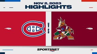 NHL Highlights  Canadiens vs Coyotes  November 2 2023 [upl. by Hsiri]