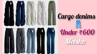 Trendy Denims cargo jeans👖 for womans on meesho 💗 💌 [upl. by Saihttam]