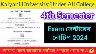 Kalyani University 4th semester exam centre 2024  Nodia amp Murshidabad Zone All College centre list [upl. by Nohsauq726]