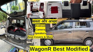 Cheap amp Best WagonR Modified  WagonR Modification AndroidSpeakersSeat CoversReflectorsFlooring [upl. by Ellimac410]