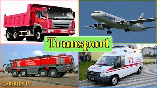 Transport Sounds  learn AIR WATER STREET SPACE Transport  Fire truck Police Car Ambulance [upl. by Kailey339]