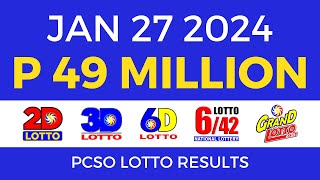 Lotto Result January 27 2024 9pm PCSO [upl. by Ahkihs786]