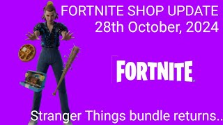 NEW  FORTNITE ITEM SHOP October 28th 2024 Stranger Things Return [upl. by Enomsed579]