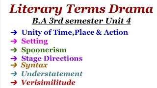 Literary Terms of Drama Unit 4 BA 3rd SemesterLiterary Terms of Drama BA 2nd Year [upl. by Osei]