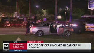 Florida City police officer airlifted to hospital following crash on Krome Avenue [upl. by Sherline]