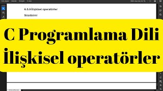 C Programlama Dili İlişkisel operatörler [upl. by Nancie]