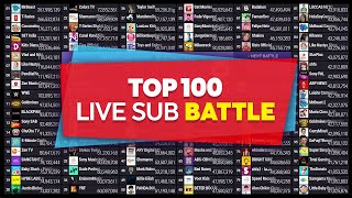 Top 100 Live Sub Battle  MrBeast UR·Cristiano amp More [upl. by Benedict]