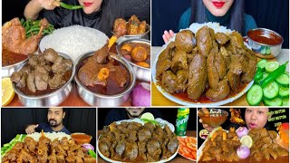 ASMR EATING SPICY MUTTON LIVERMUTTON MASALAGREEN CHILLISALADREAL MUKBANGNO TALKINGASMR EATING [upl. by Angadreme]