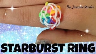 STARBURST Ring Original Method Rainbow Loom Tutorial [upl. by Yroj]