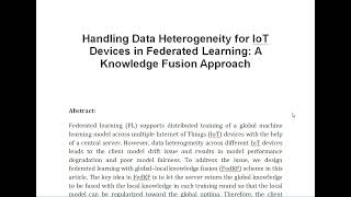 Handling Data Heterogeneity for IoT Devices in Federated Learning A Knowledge Fusion Approach [upl. by Fasto]