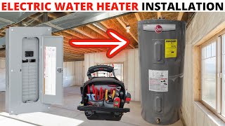 HVAC 50 Gallon Rheem Electric Water Heater Installation Electrical amp Plumbing Installation DIY [upl. by Pooley117]