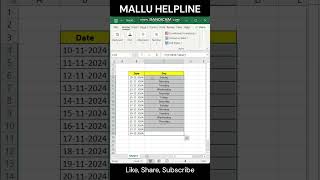 How to Find the Day of the Week for Any Date in Excel excel date exceltips [upl. by Yruy166]