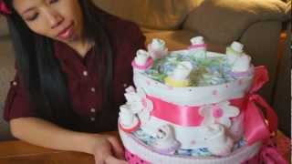 How To Make A Diaper Cake For Baby Girls [upl. by Ynnaj]