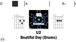 U2 Beatiful Day DRUMS FCN GUITAR CHORDS amp LYRICS [upl. by Berkman]