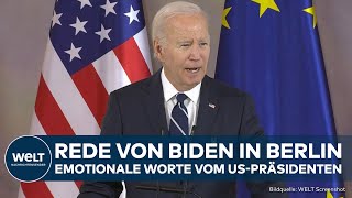 BIDEN IN BERLIN Emotionale Rede in Bellevue USPräsident reagiert auf Orden von Deutschland [upl. by Notsrik]