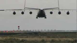 Largest Flying Aircraft Antonov An225 Crosswind Landing [upl. by Lledrev]