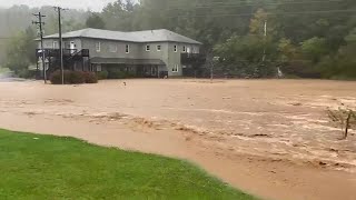 Flooding of Bamboo Road in Boone North Carolina following Helene [upl. by Eirelav]