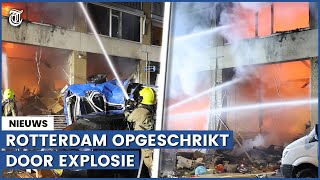 Heftige beelden ernstige brand aan Schammenkamp in Rotterdam [upl. by Stroup]