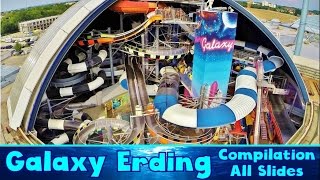 ALL BIG INDOOR WATER SLIDES at Galaxy Erding Compilation [upl. by Giselle]