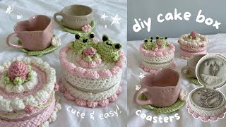 how to crochet cute cake box amp lily pad coasters  beginnerfriendly tutorial [upl. by Boulanger]