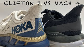 Hoka Mach 4 vs Hoka Clifton 7  Daily Trainer Running Shoe Comparison [upl. by Gilson441]