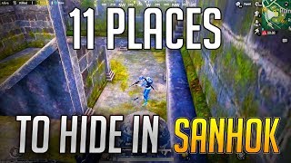 11 BEST HIDING SPOTS IN SANHOK PUBG Mobile Great Camping Spots in Pubg Mobile [upl. by Rhianon]