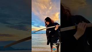 LADY SAMURAI KAORI on the beach 川渕かおり kaorikawabuchi ladysamurai 剣舞 sworddance [upl. by Ydorb]