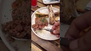 Steak Tartare With Bone Marrow 🥩 rustic caferustic rusticfoods shorts steak tartare viral [upl. by Hewart]