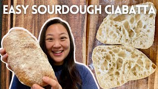 Easy Sourdough Ciabatta Recipe  Sourdough Discard Recipe [upl. by Sorcha605]