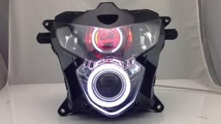 Suzuki GSXR600 GSXR750 K4 Angel Eye HID Projector Headlight Assembly 2004 2005 [upl. by Qooraf]