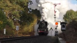 Güterzüge mit zwei Dampfloks der BR 44 beim PlandampfSteam im Werratal 2018 [upl. by Charlotte]