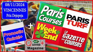 PRIX DEJOPEJA VINCENNES quinté du 08 Novembre 2024 [upl. by Ahsinav]