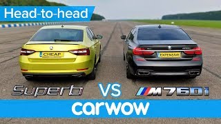 BMW M760Li vs Skoda Superb 280 DRAG RACE OVERTAKE BRAKE amp LUXURY challenge  Expensive vs Cheap [upl. by Renzo]