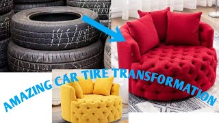 Recycling Design Ideas From Old Car Tires See How She Used Old Tires To Make A Sofa [upl. by Nnaaras]