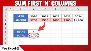 SUM First n Columns in Excel [upl. by Stevens]