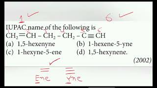 IUPAC name of the following is 1hexene5yne [upl. by Hyacinthie55]