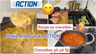 ACTION  Poêle et Wok de chez ACTION Soupe aux crevettes brocolis  Crevettes pil pil 😱 😋 [upl. by Carma342]