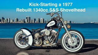 Kickstart a 1977 SampS Shovelhead [upl. by Adyan]