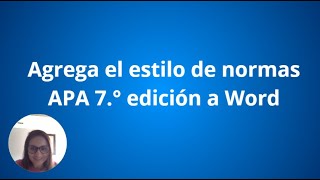 Agregar APA 7 en Word [upl. by Atsocal454]