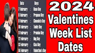 valentine day valentine day kab hai 2024Valentine Day Dates 2024  Valentine Week List Dates 2024 [upl. by Nirra161]