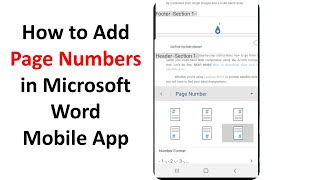 How to Add Page Numbers in Word App mobile phone [upl. by Heidy]