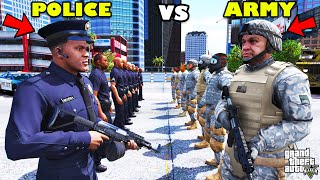 Franklins POLICE vs The ARMY Biggest Battle In GTA 5  SHINCHAN and CHOP [upl. by Rodmun346]