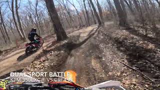 KTM 350 EXCF vs Honda CRF 450L  dual sport  enduro trail battle [upl. by Ahsikel872]