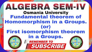 fundamental theorem of Homomorphism in a group explained in Telugu  SEMIV  OU [upl. by Akemhs686]