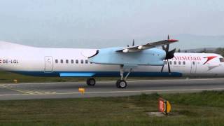 Austrian Airlines DHC8 Takeoff Flughafen Graz  OELGL [upl. by Nalyk]