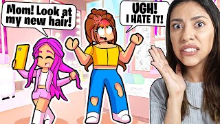 MY DAUGHTER DYED HER HAIR PINK so I GROUNDED HER for A MONTH  Roblox Bloxburg Roleplay [upl. by Halyahs206]