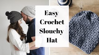 How to crochet a slouchy hat  Easy crochet tutorial [upl. by Emlyn]