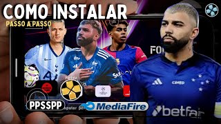 COMO BAIXAR E INSTALAR NOVO eFOOTBALL PES 2025 PPSSPP LINK DIRETO COM BRASILEIRÃO amp EUROPEUS [upl. by Barnebas]