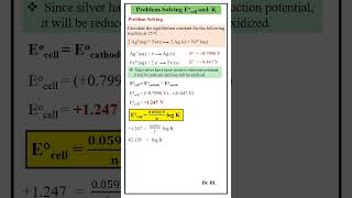 Electrochemistry  Cell Potential and Equilibrium Constant  Problem Solving [upl. by Audie]